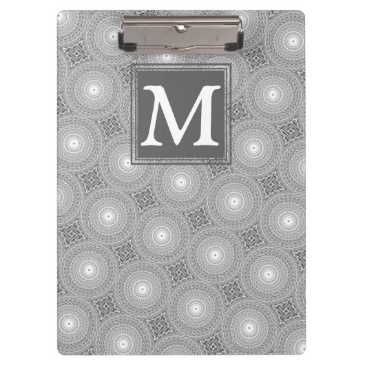 Porte-bloc Monogramme gris cercles motif (Devant)