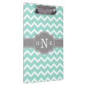 Porte-bloc Monogramme Gris Chevron à la menthe (Swatch)