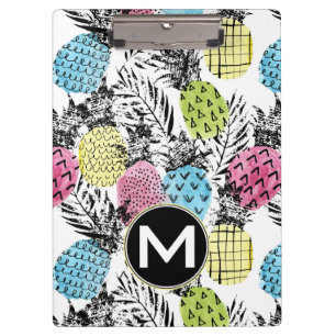 Porte-bloc Monogramme grunge des paumes d'ananas