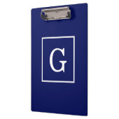 Porte-bloc Monogramme Initial Cadre Bleu Marine Blanc (Gauche)
