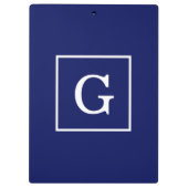Porte-bloc Monogramme Initial Cadre Bleu Marine Blanc (Dos)