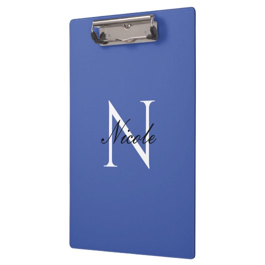 Porte-bloc Monogramme initial manuscrit propre nom bleu (Gauche)