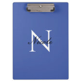 Porte-bloc Monogramme initial manuscrit propre nom bleu (Devant)