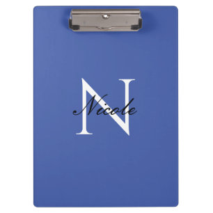 Porte-bloc Monogramme initial manuscrit propre nom bleu