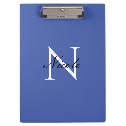 Porte-bloc Monogramme initial manuscrit propre nom bleu (Devant)