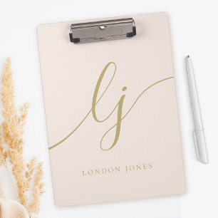 Porte-bloc Monogramme Initiales Professional Blush Gold Nom