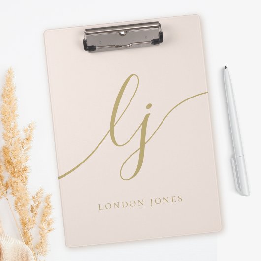 Porte-bloc Monogramme Initiales Professional Blush Gold Nom