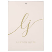 Porte-bloc Monogramme Initiales Professional Blush Gold Nom (Dos)