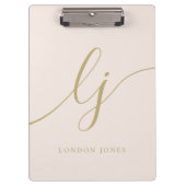 Porte-bloc Monogramme Initiales Professional Blush Gold Nom (Devant)