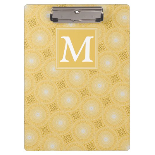 Porte-bloc Monogramme jaune cercles motif (Devant)