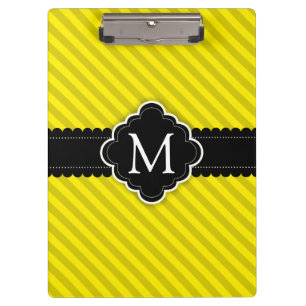 Porte-bloc Monogramme jaune de coutume de noir de motif de