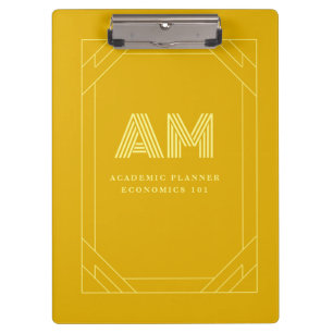 Porte-bloc Monogramme Jaune Moutarde Minimaliste