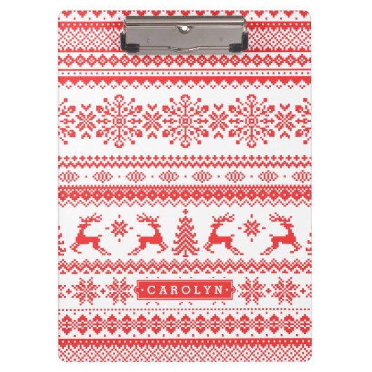 Porte-bloc Monogramme juste rouge de motif d'île de chandail (Devant)