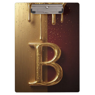 Porte-bloc Monogramme Lettre B Or Avec Métal qui Dégouline