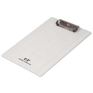 Porte-bloc Monogramme Minimaliste Burlap Blanc Typographie Gr