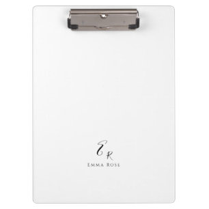 Porte-bloc Monogramme Minimaliste Élégant Blanc Nom