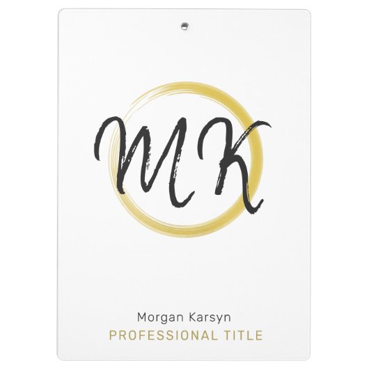 Porte-bloc Monogramme Modèle élégant en or blanc moderne simp (Dos)