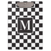 Porte-bloc Monogramme moderne en noir et blanc À damiers Moti (Devant)