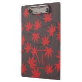 Porte-bloc Monogramme Moderne Feuille d'Érable Rouge Grise (Gauche)