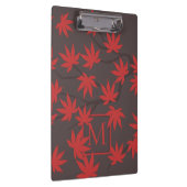 Porte-bloc Monogramme Moderne Feuille d'Érable Rouge Grise (Swatch)