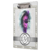 Porte-bloc Monogramme moderne Fille à la mode Noir et gris (Gauche)