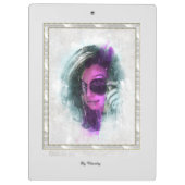 Porte-bloc Monogramme moderne Fille à la mode Noir et gris (Dos)