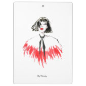 Porte-bloc Monogramme moderne Fille à la mode Noir et Rouge (Dos)