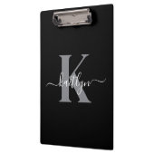 Porte-bloc Monogramme moderne gris noir script (Gauche)