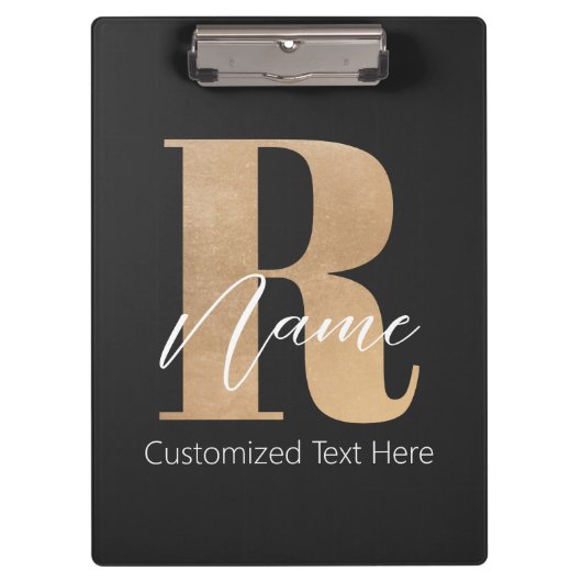 Porte-bloc Monogramme Moderne Initiale R & Nom Personnalisé (Devant)