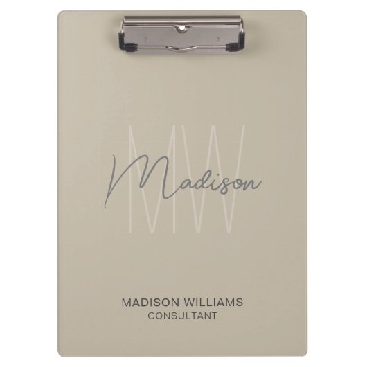 Porte-bloc Monogramme moderne Logo Beige Consultant (Devant)