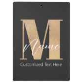Porte-bloc Monogramme moderne M & Nom initial Personnalisé (Dos)