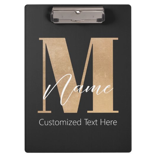 Porte-bloc Monogramme moderne M & Nom initial Personnalisé (Devant)