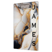 Porte-bloc Monogramme moderne Marbre et or personnalisé (Gauche)