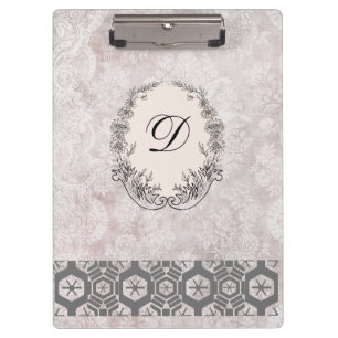 Porte-bloc Monogramme moderne Motif antique Fleurs Vintages