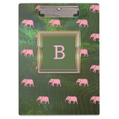 Porte-bloc Monogramme Moderne Motif élégant Eléphants Vert (Devant)