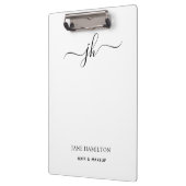 Porte-bloc Monogramme Moderne Noir Blanc Nom de Script (Gauche)