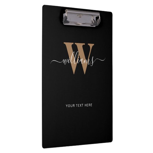 Porte-bloc Monogramme moderne Noir Script Nom initial (Swatch)