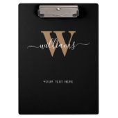 Porte-bloc Monogramme moderne Noir Script Nom initial (Devant)