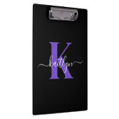 Porte-bloc Monogramme Moderne Violet Noir Script (Swatch)