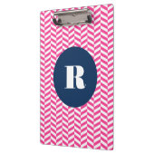 Porte-bloc Monogramme Motif à Herringbone rose chaud (Gauche)