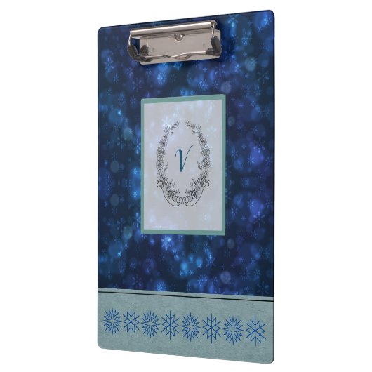Porte-bloc Monogramme Motif moderne et élégant Snowflakes hiv (Gauche)