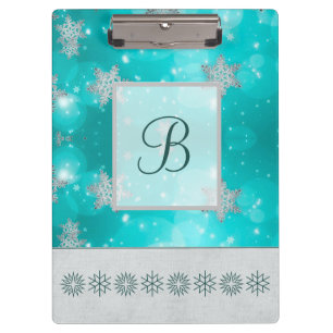 Porte-bloc Monogramme Motif moderne et élégant Snowflakes hiv