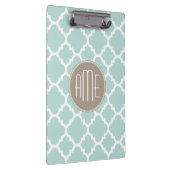 Porte-bloc Monogramme Motif Pastel Mint et Tan Quatrefoil (Swatch)
