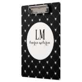 Porte-bloc Monogramme Noir & Blanc à Nœud (Gauche)