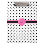 Porte-bloc Monogramme noir et blanc Polka point avec rose cha (Devant)