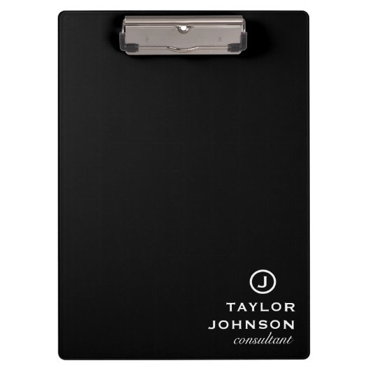 Porte-bloc Monogramme noir et blanc simple et moderne initial (Devant)