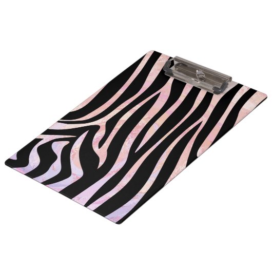 Porte-bloc Monogramme noir et rose Zebra (Incliné)