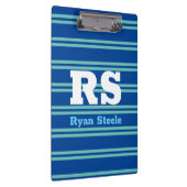 Porte-bloc Monogramme & nom en gras, Lt Lignes Turquoises sur (Swatch)