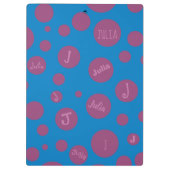 Porte-bloc Monogramme Nom initial Purple Dot Bleu Girly Jolie (Dos)