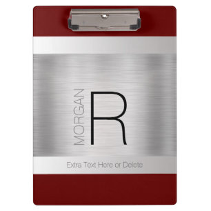 Porte-bloc Monogramme & Nom Noir Gris Rouge Profond Argent Br